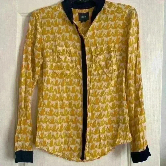 Maeve Anthropology Bagatelle Horse Print Button Up - Picture 1 of 7